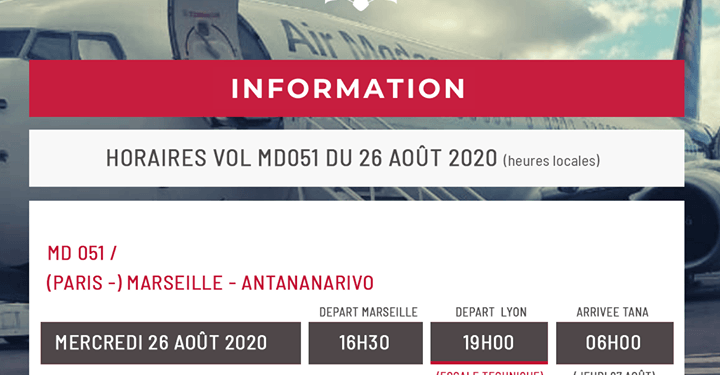 TRANSPORT AERIEN – Le deuxième vol de rapatriement des Malgaches bloqués en Europe attendu à Antananarivo jeudi à 6h