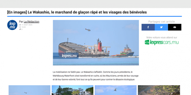 POLLUTION MARITIME – Madagascar propose son aide après l’échouage du vraquier Wakashio à Maurice