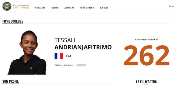 TENNIS – Tessah Andrianjafitrimo jouera pour sa qualification au tournoi de Roland Garros ce mardi
