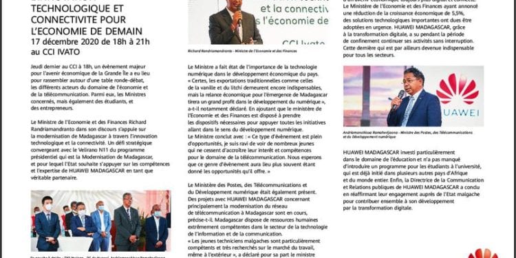 ?COMMUNIQUE DE PRESSE – Conférence-débat : L’INNOVATION TECHNOLOGIQUE ET CONNECTIVITE POUR L’ECONOMIE DE DEMAIN 17 décembre 2020 de 18h a 21h au CCI IVATO