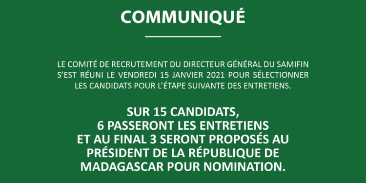 RECRUTEMENT – Six candidats sur 15 passent l’entretien pour le poste de directeur général du Samifin