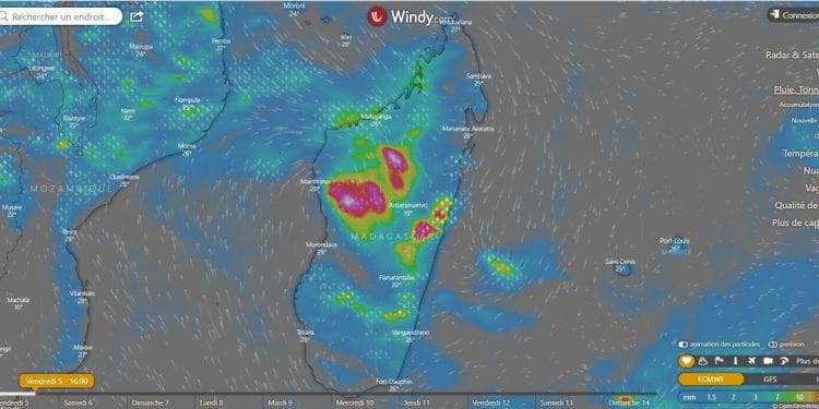 METEO – La dépression tropicale s&rsquo;affaiblit mais continue d&rsquo;apporter de fortes pluies dans l&rsquo;Ouest et le Centre Ouest de Madagascar.