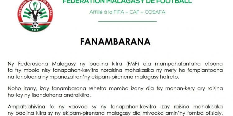 FOOTBALL – Des membres du Comité exécutif de la Fédération malgache de football annoncent le maintien de Nicolas Dupuis comme sélectionneur des Barea