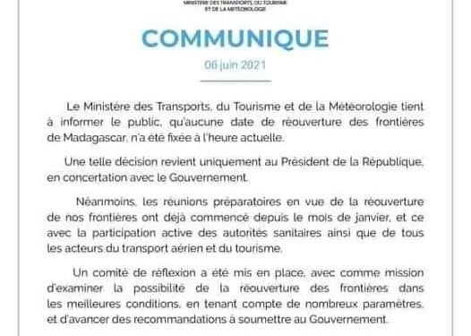 CIRCULATION – Un comité mis en place pour étudier la réouverture des frontières aux passagers internationaux