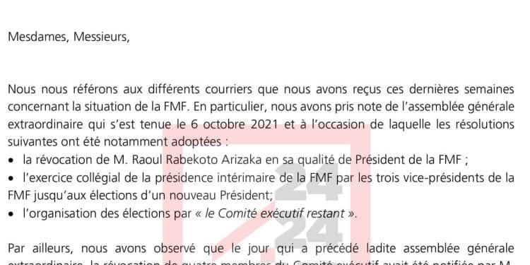 SPORTS – La Fifa confirme Victorien Andrianony en tant que président par intérim de la FMF et met fin aux tentatives de déchéance et d’exclusion des membres de l’instance dirigeante du football malgache