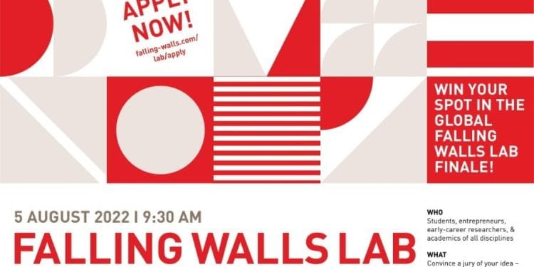COMPETITION – L’inscription pour le Falling Walls Lab, concours mondial de pitch interdisciplinaire pour étudiants, chercheurs et professionnels en début de carrière, ouverte jusqu’au 30 Juin