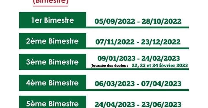 EDUCATION – Deux pauses d&rsquo;une semaine et deux pauses de deux semaines pour l&rsquo;année scolaire de 2022-2023