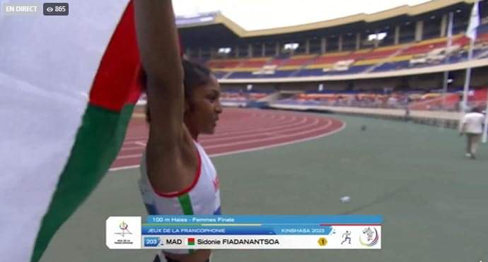 ATHLÉTISME : Sidonie Fiadanantsoa remporte le 100m haies des jeux de la Francophonie
