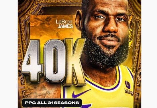 NBA – LeBron James franchit la barre des 40.000 points, à 39 ans.